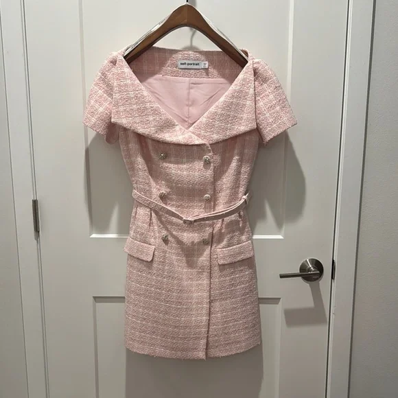 Self-Portrait | Dresses | Selfportrait Pink Offshoulder Mini Dress |  Poshmark